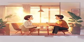 妈妈的朋友3电影宣传配图，韩国情感题材续集，暖色调室内场景人物情感交流画面